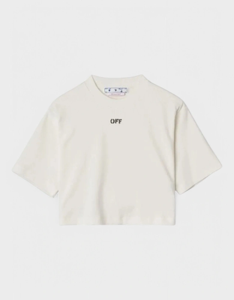 Off Stamp Ribbed Cropped Tee White/Black