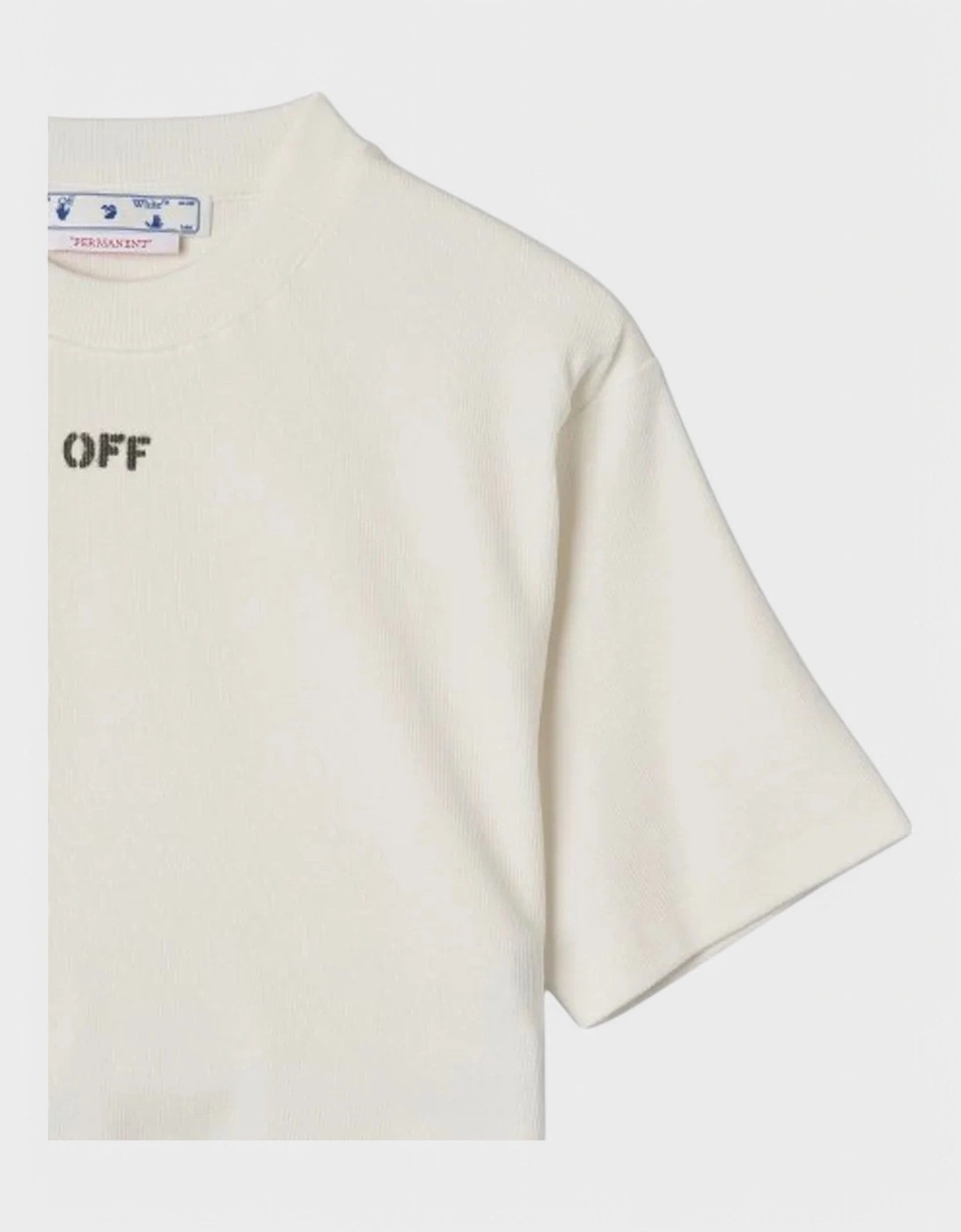 Off Stamp Ribbed Cropped Tee White/Black