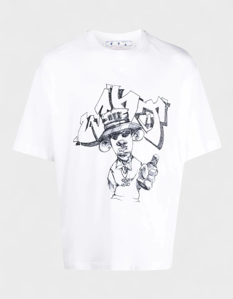 Graffiti Over Skate Short Sleeve Tee White