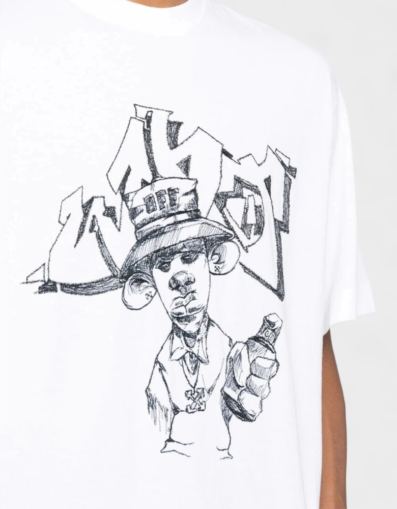 Graffiti Over Skate Short Sleeve Tee White
