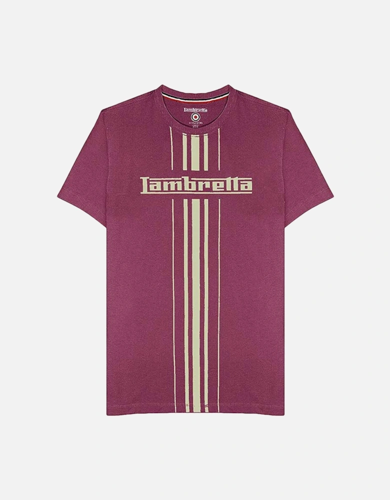 Lambretta Mens Stripe Print Cotton T-Shirt - Grape