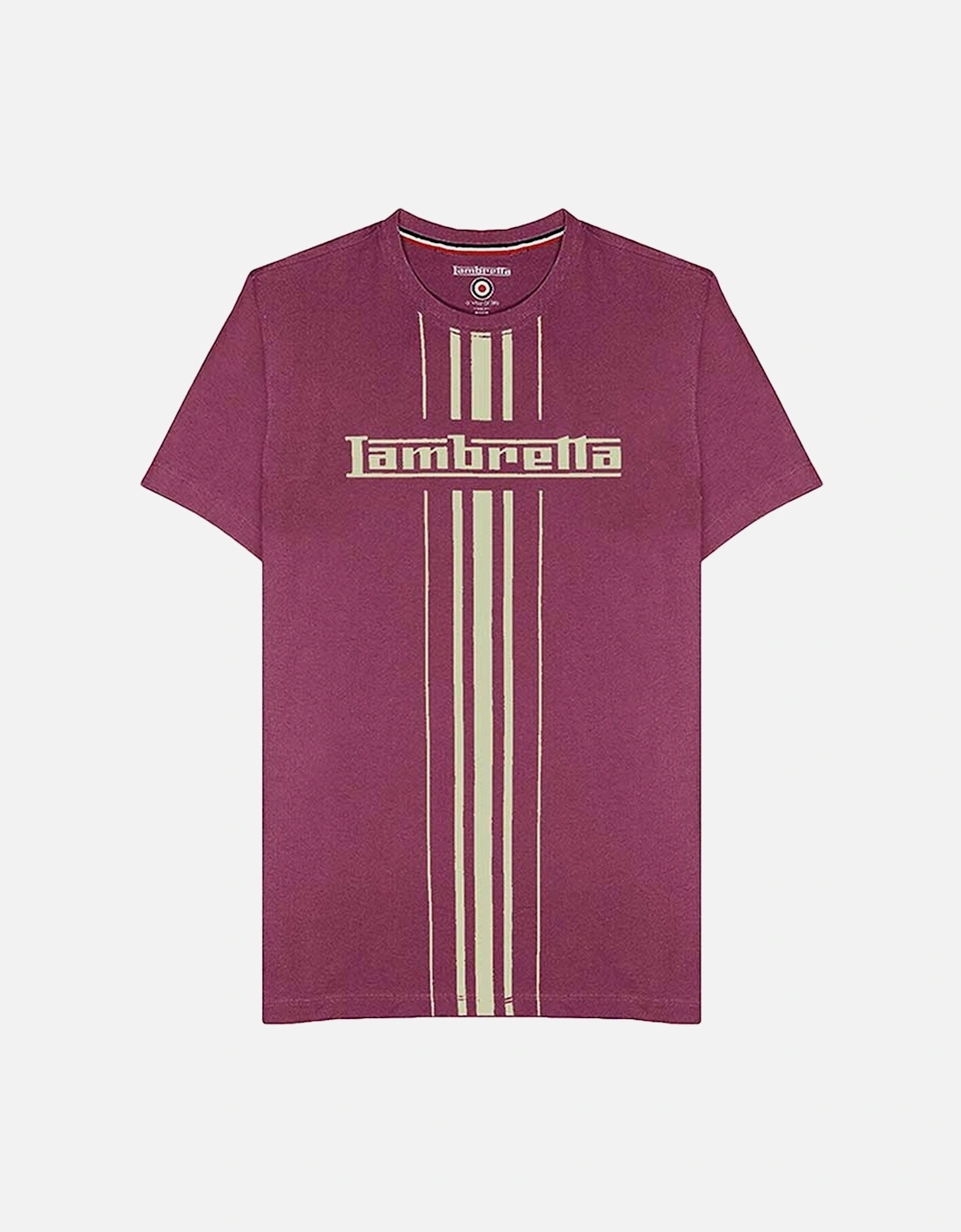 Lambretta Mens Stripe Print Cotton T-Shirt - Grape, 2 of 1