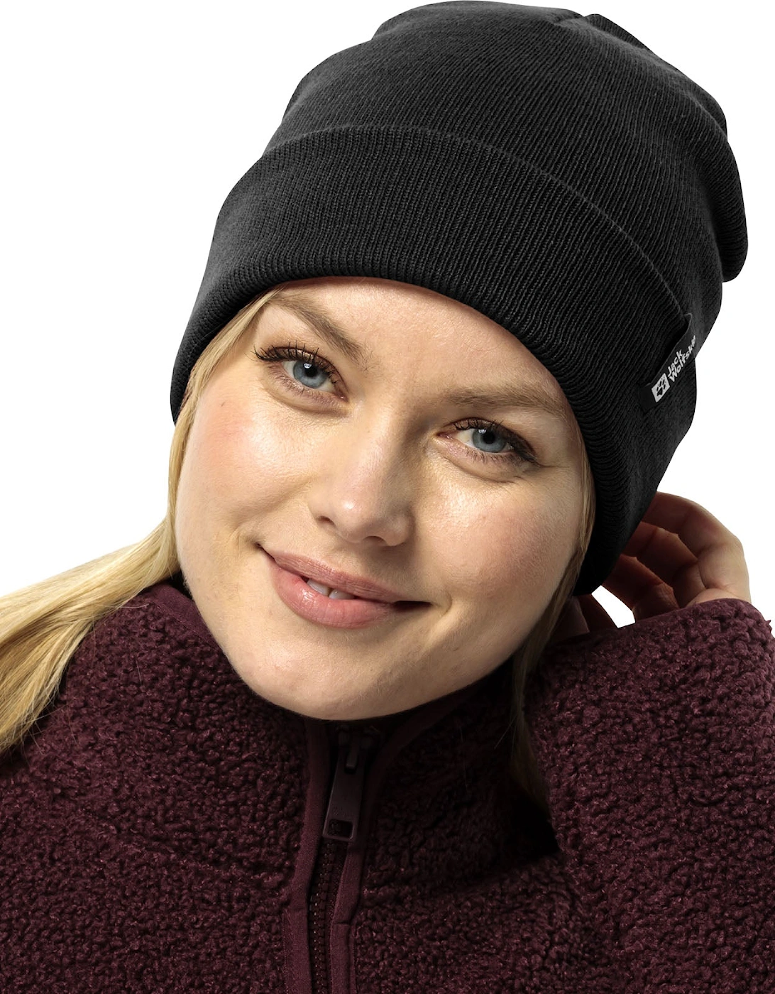 Womens Rib Cuffed Beanie Hat, 2 of 1