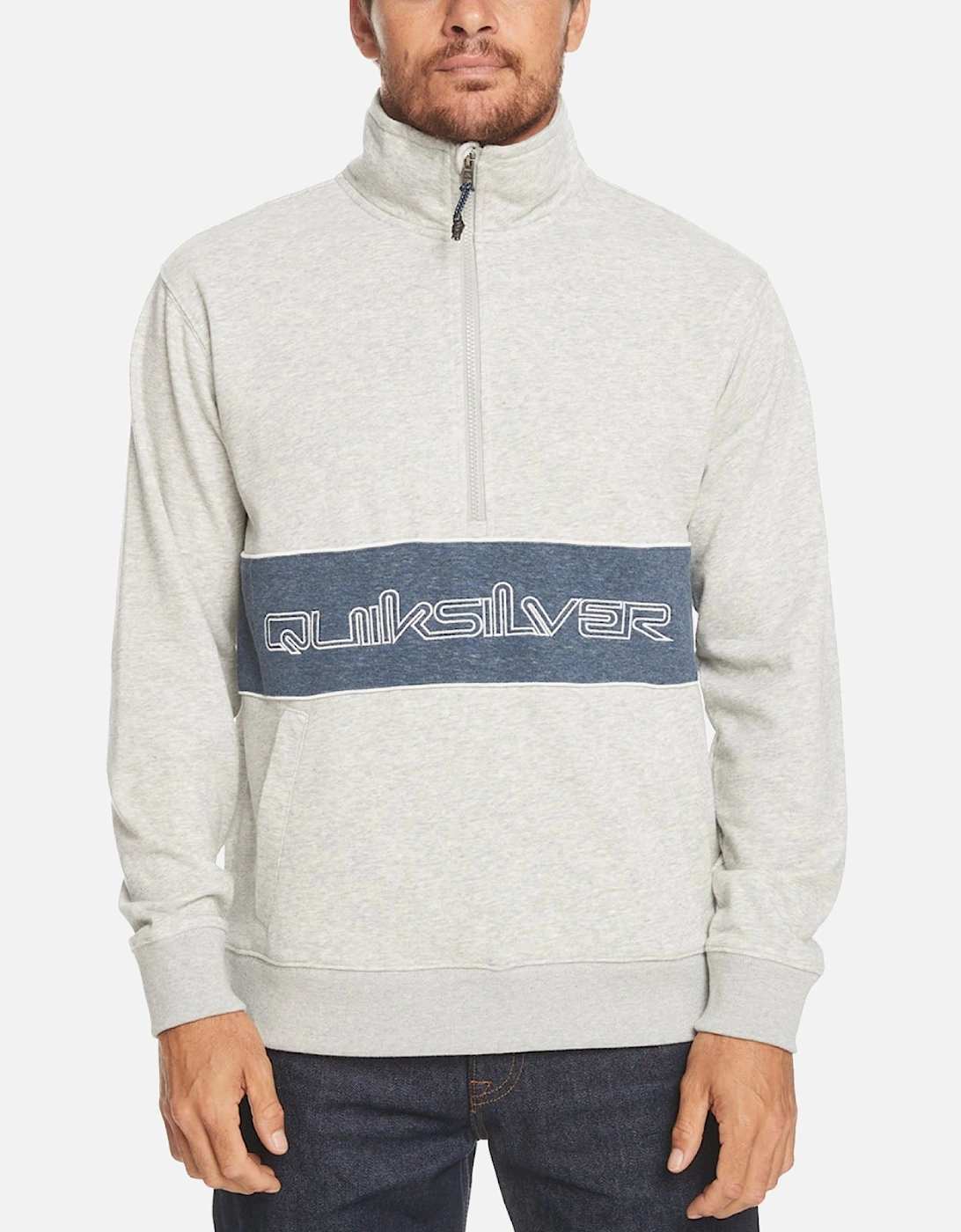 Mens Bold Omni Pullover Half Zip Sweatshirt - Grey Heather, 2 of 1