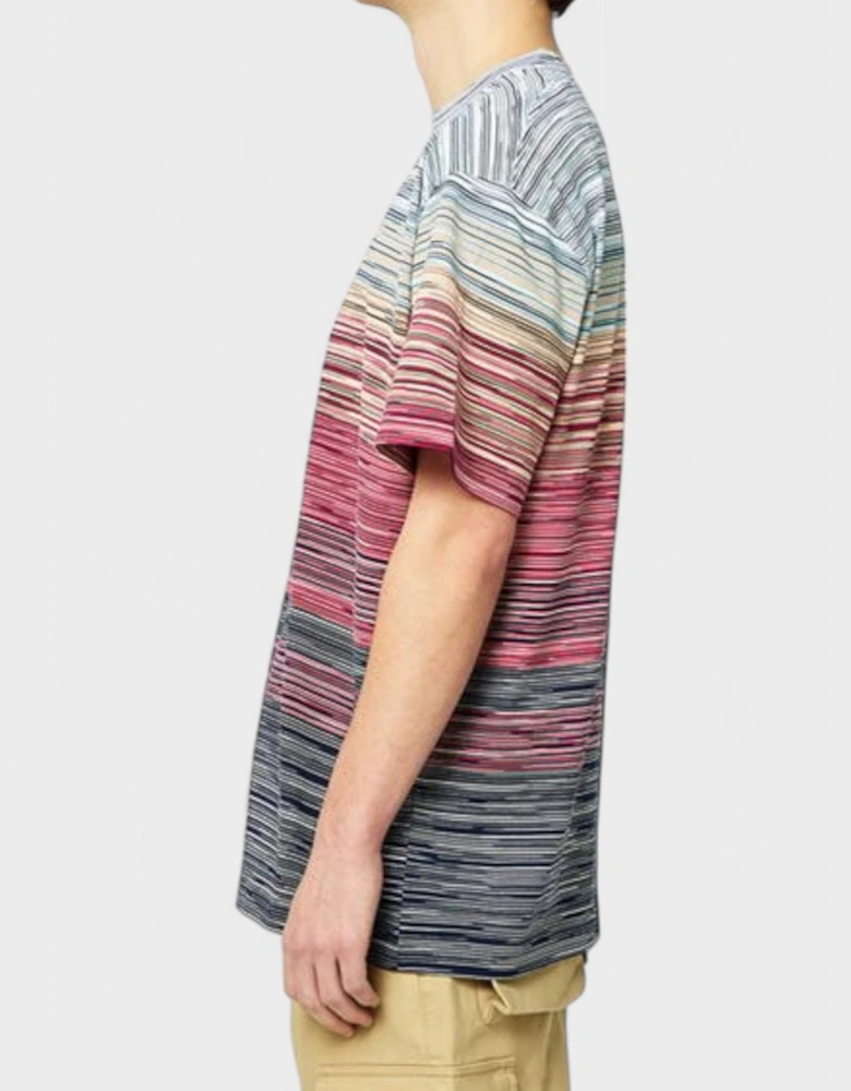 Space Dye Cotton T Shirt Blue Red