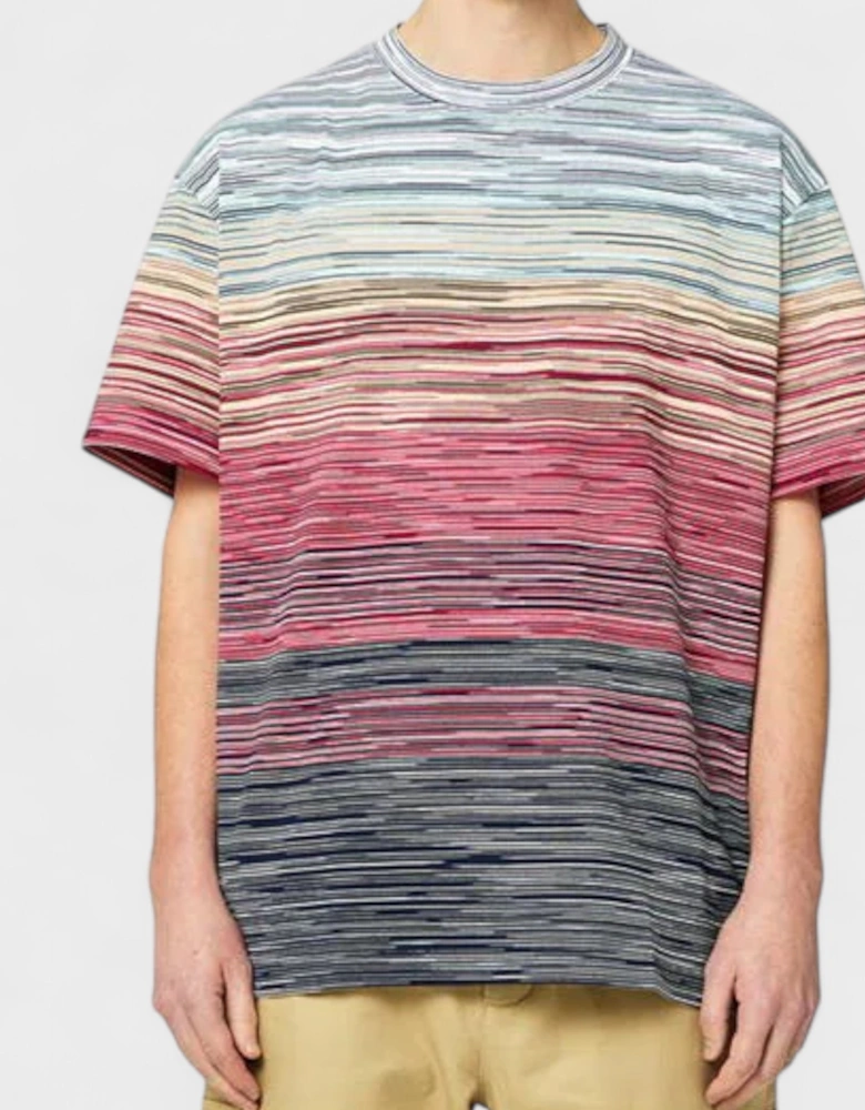 Space Dye Cotton T Shirt Blue Red