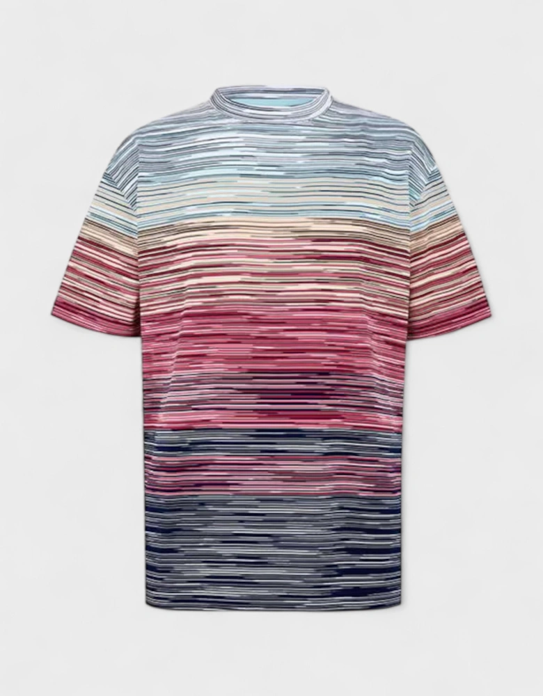 Space Dye Cotton T Shirt Blue Red