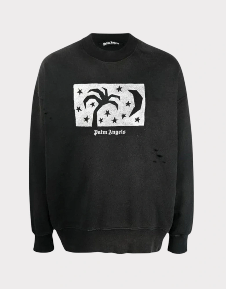 Glitered Nightsky Logo Crewneck Black