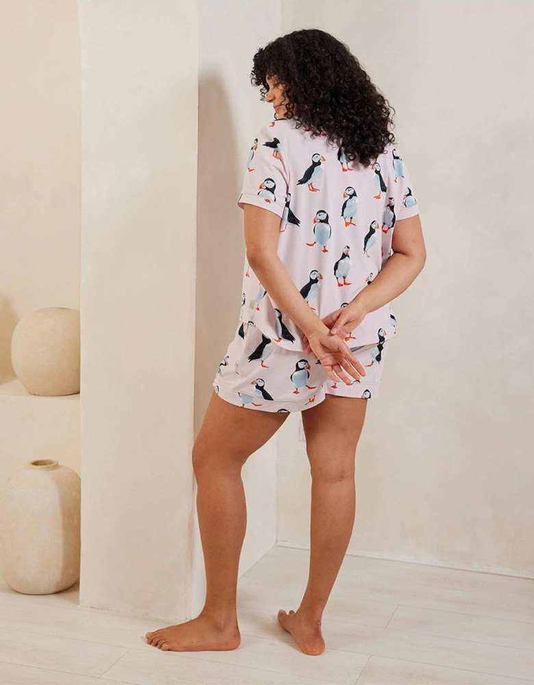 Puffin Print Short Pyjama Set - Pink