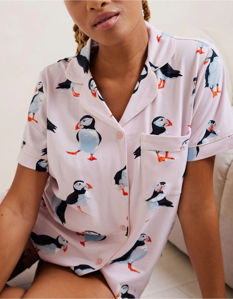Puffin Print Short Pyjama Set - Pink