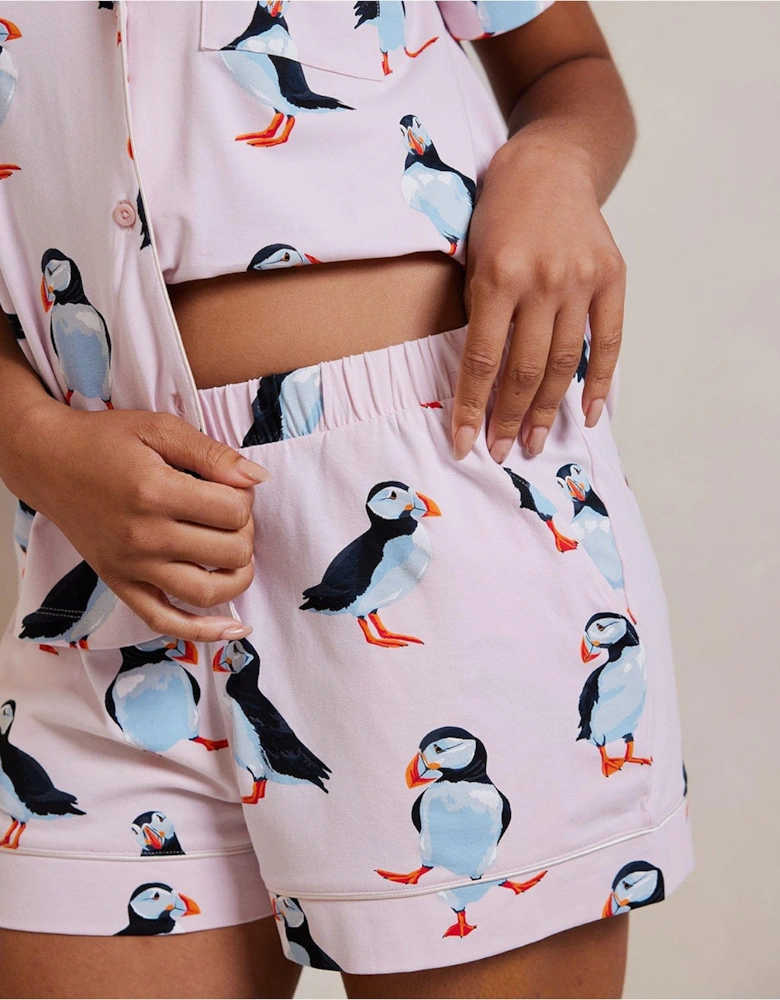 Puffin Print Short Pyjama Set - Pink