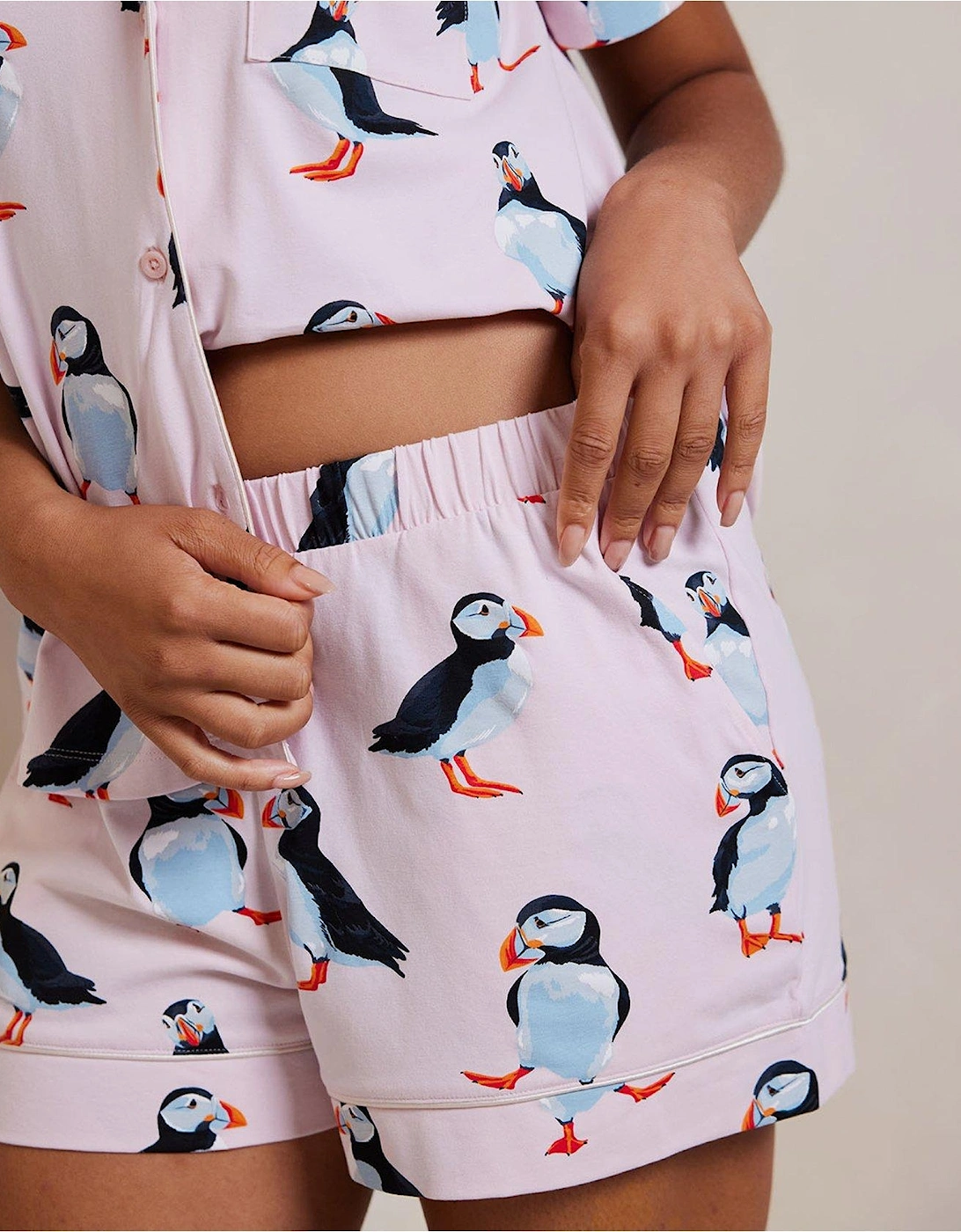 Puffin Print Short Pyjama Set - Pink