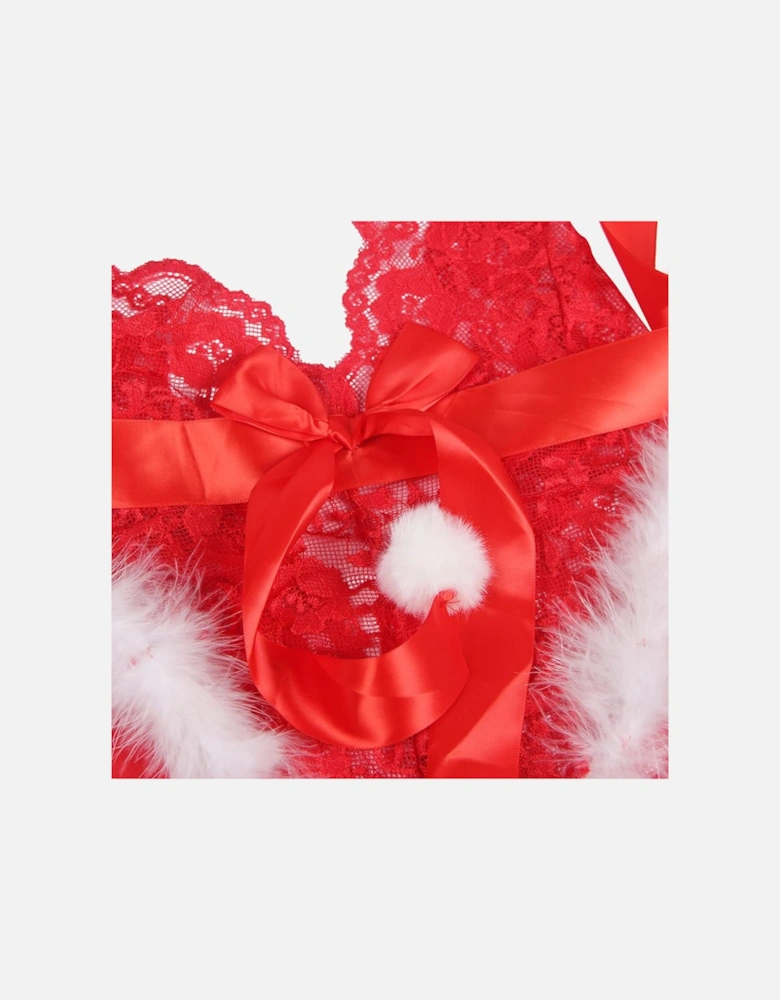YX874Q Christmas Sexy Halter Neck Teddy Up To 4XL Women - Red