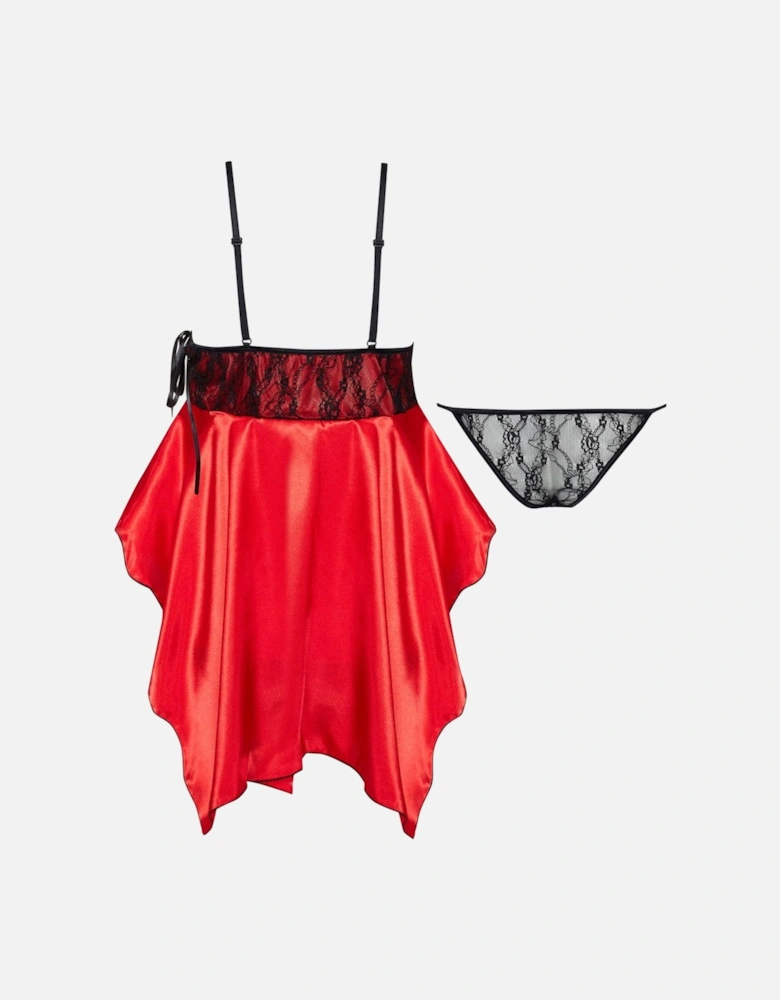 Luxury Bra Lace Satin by Women - Red Chemises