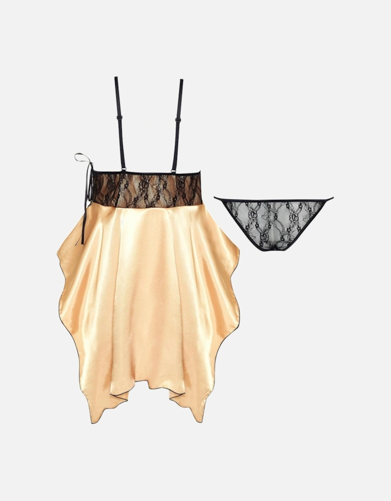 Luxury Bra Lace Satin by Women - Yellow Chemises