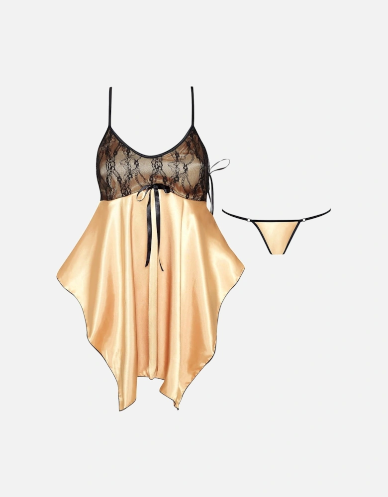 Luxury Bra Lace Satin by Women - Yellow Chemises