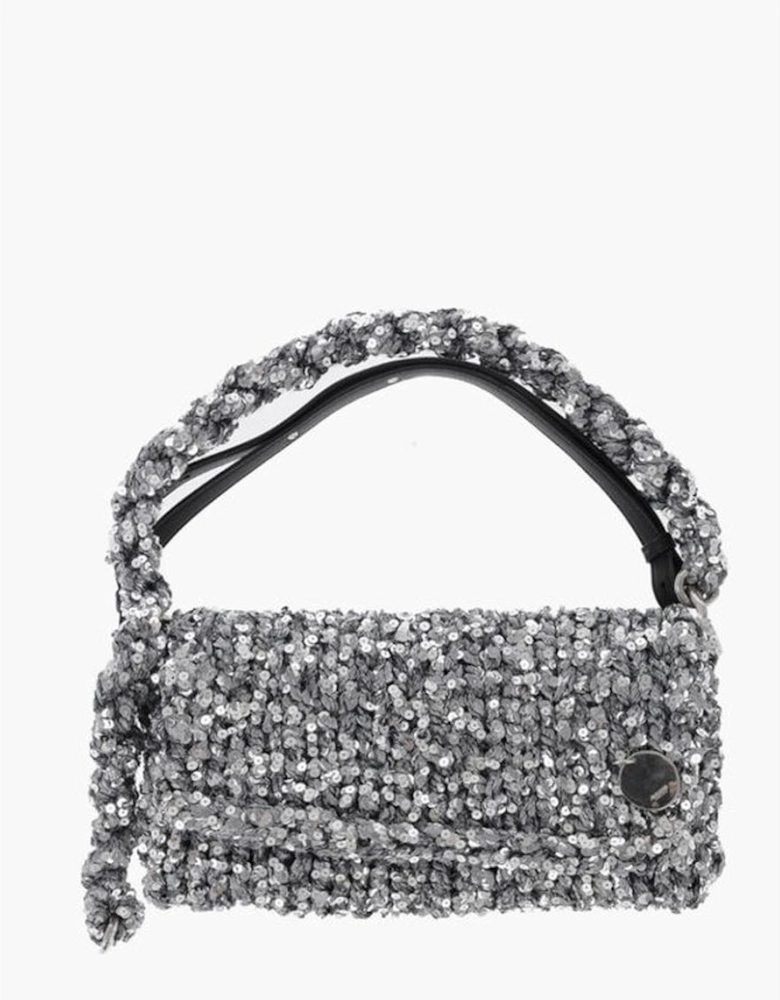 Knit Shoulder Bag with Removable Strap Women - Silver