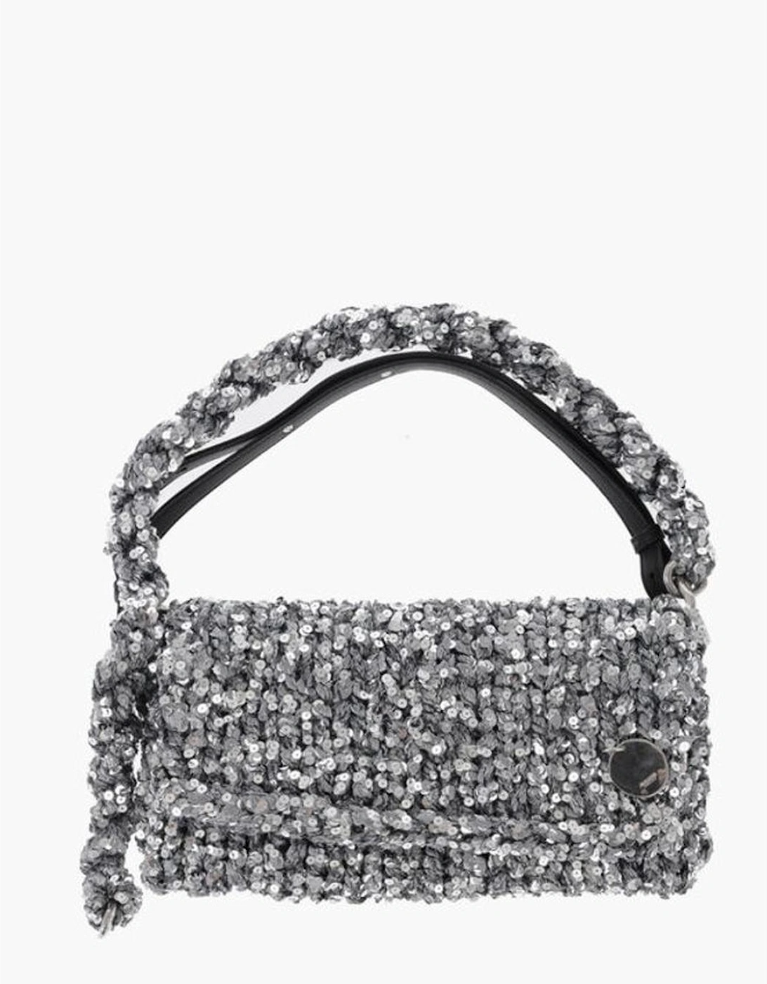 Knit Shoulder Bag with Removable Strap Women - Silver, 7 of 6