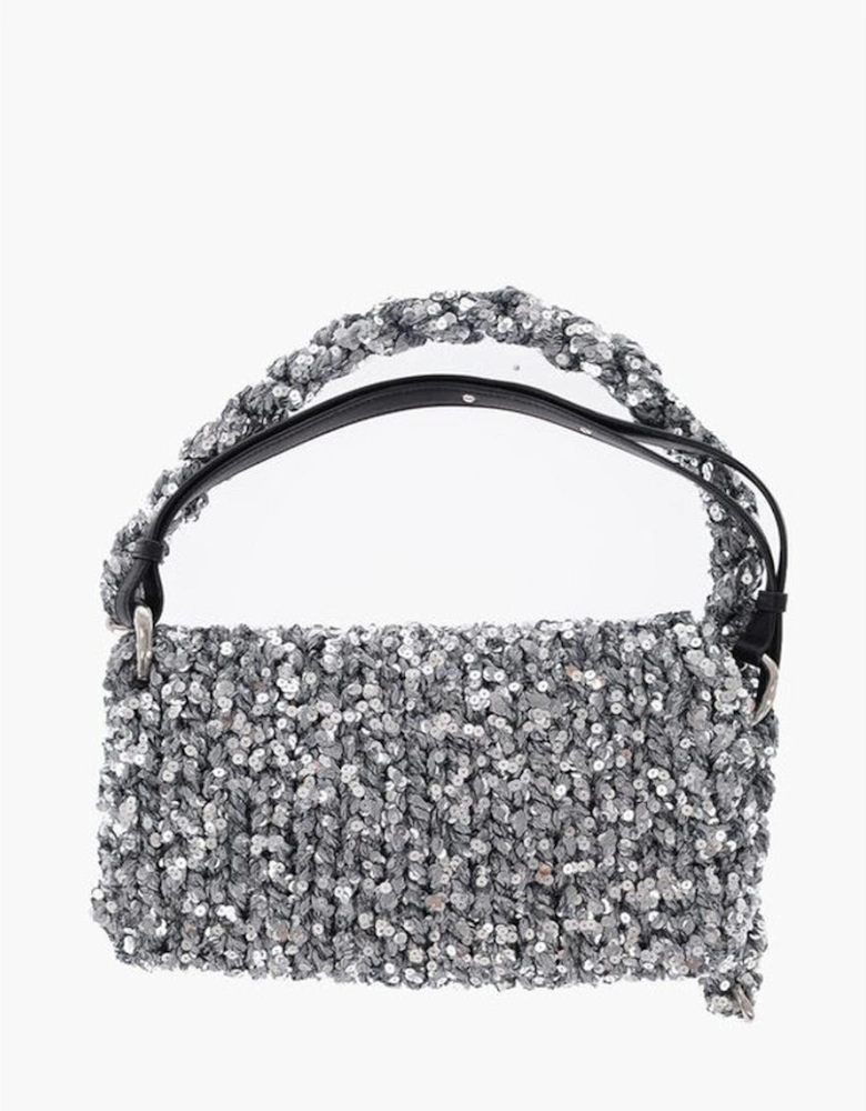 Knit Shoulder Bag with Removable Strap Women - Silver