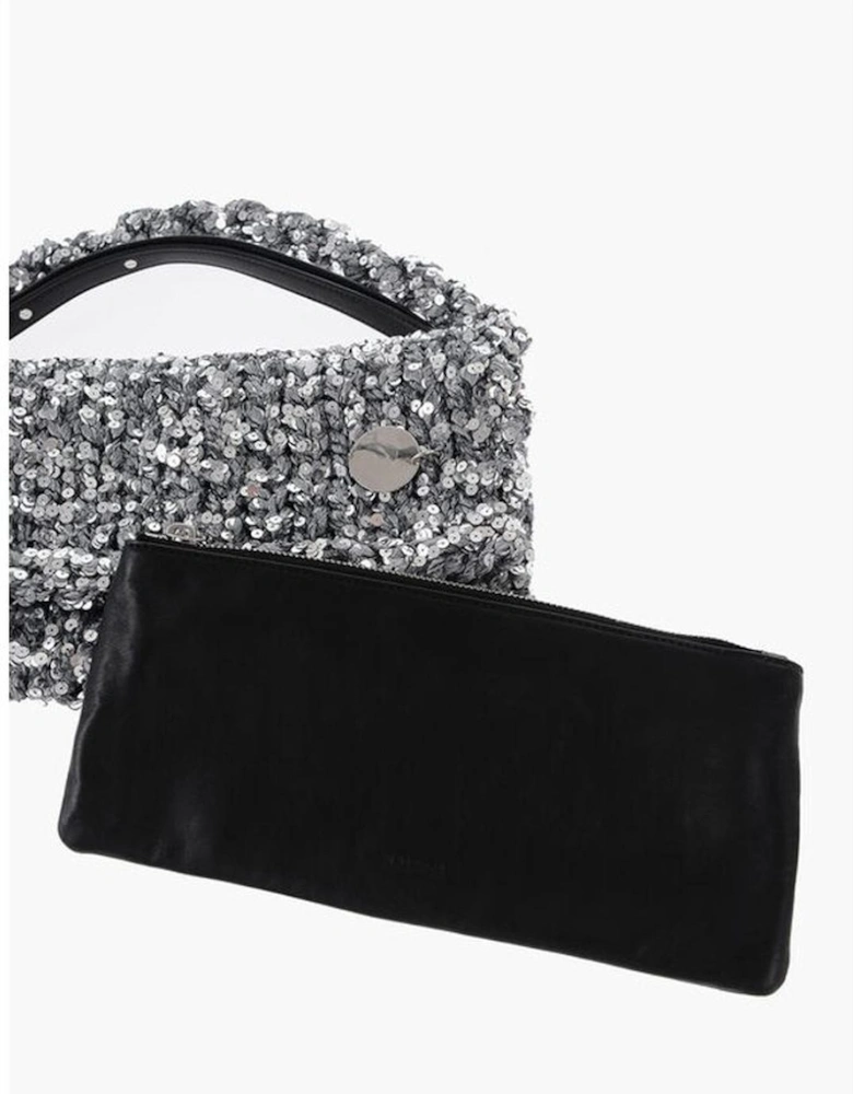 Knit Shoulder Bag with Removable Strap Women - Silver