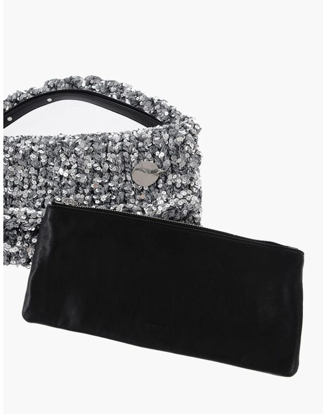 Knit Shoulder Bag with Removable Strap Women - Silver
