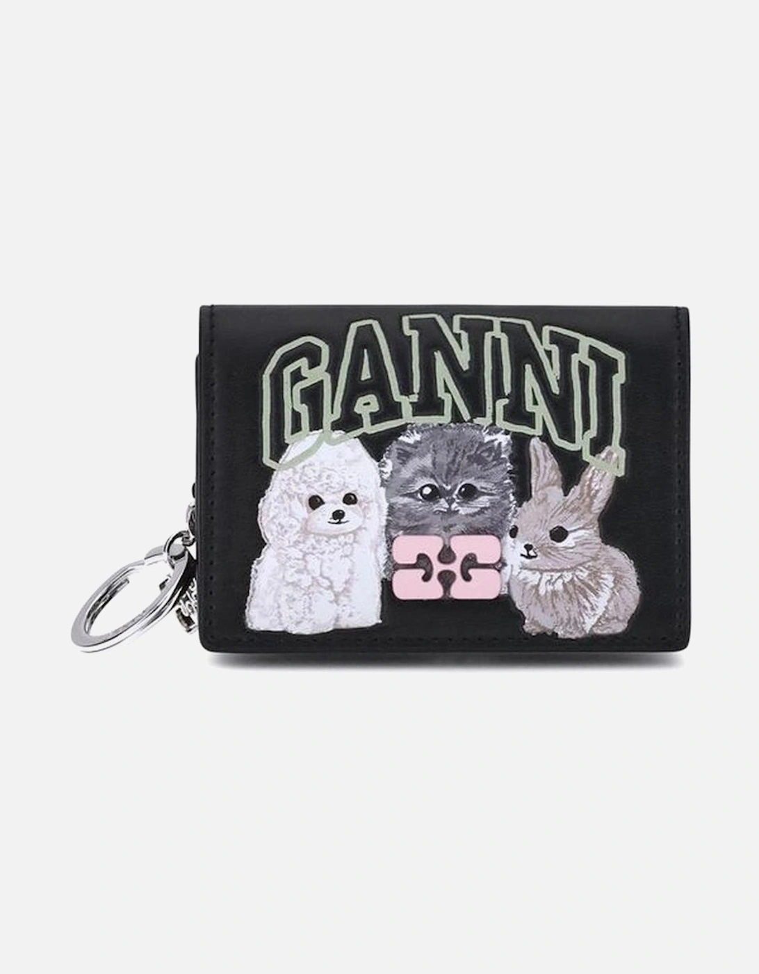 Animal Print Card Holder with Key Ring Women - Black Wallets, 4 of 3