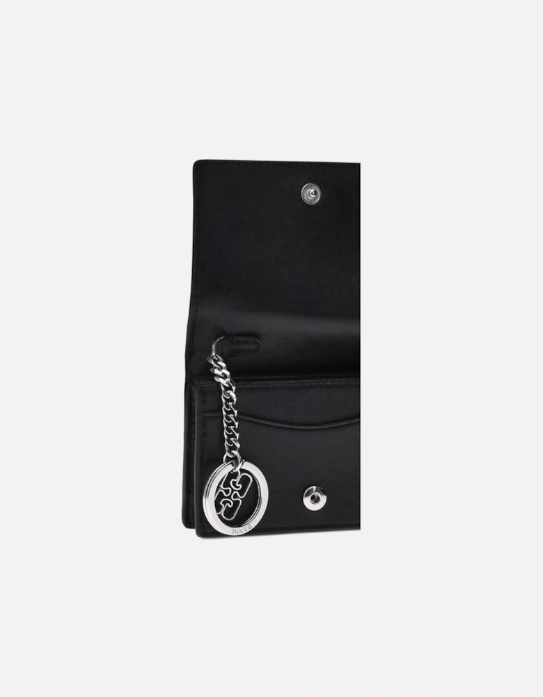 Animal Print Card Holder with Key Ring Women - Black Wallets