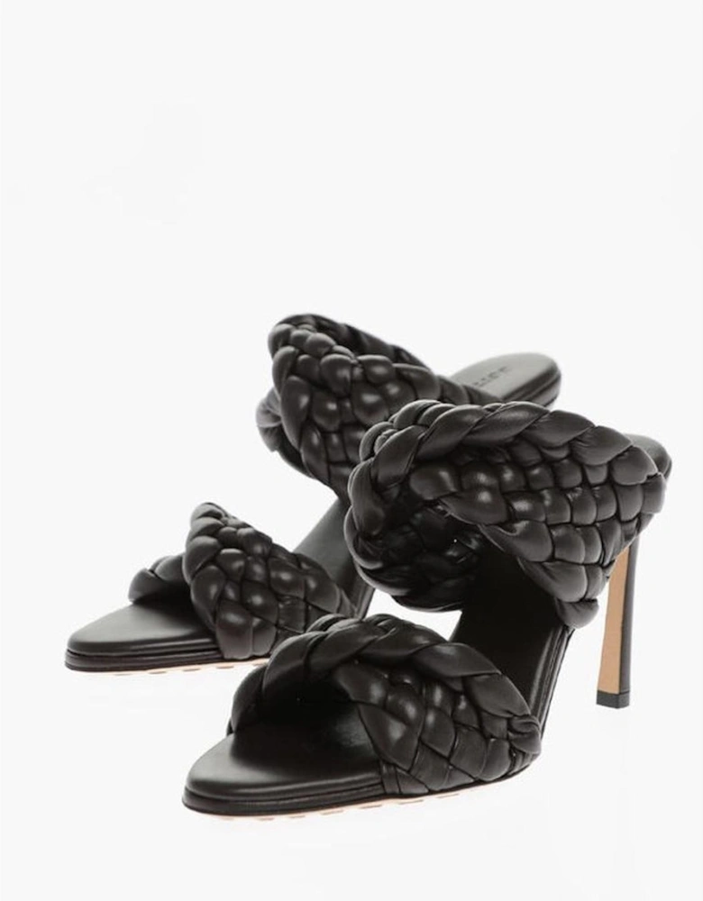 Leather Peep Toe Slip On Heel Women - Brown Sandals