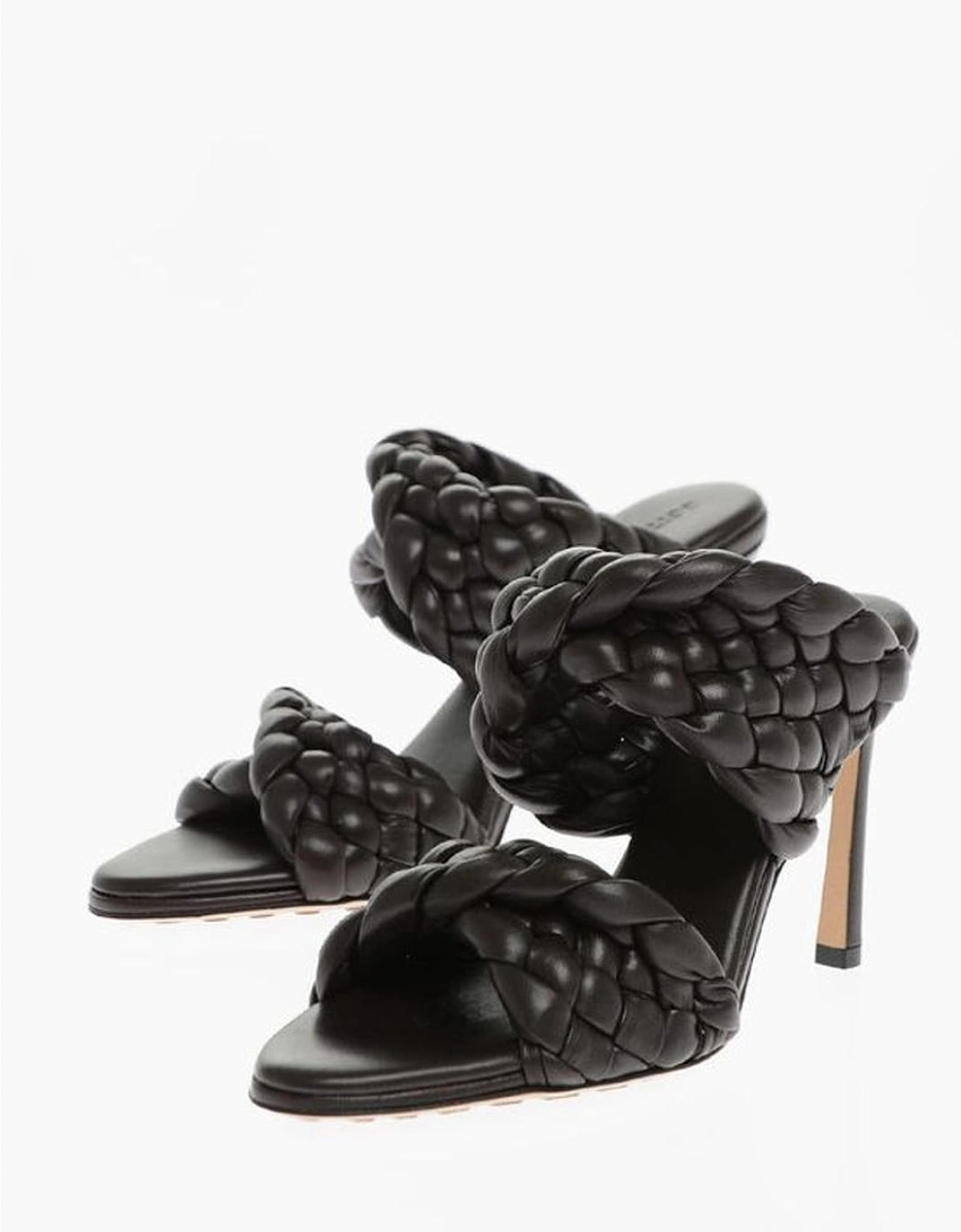 Leather Peep Toe Slip On Heel Women - Brown Sandals, 6 of 5