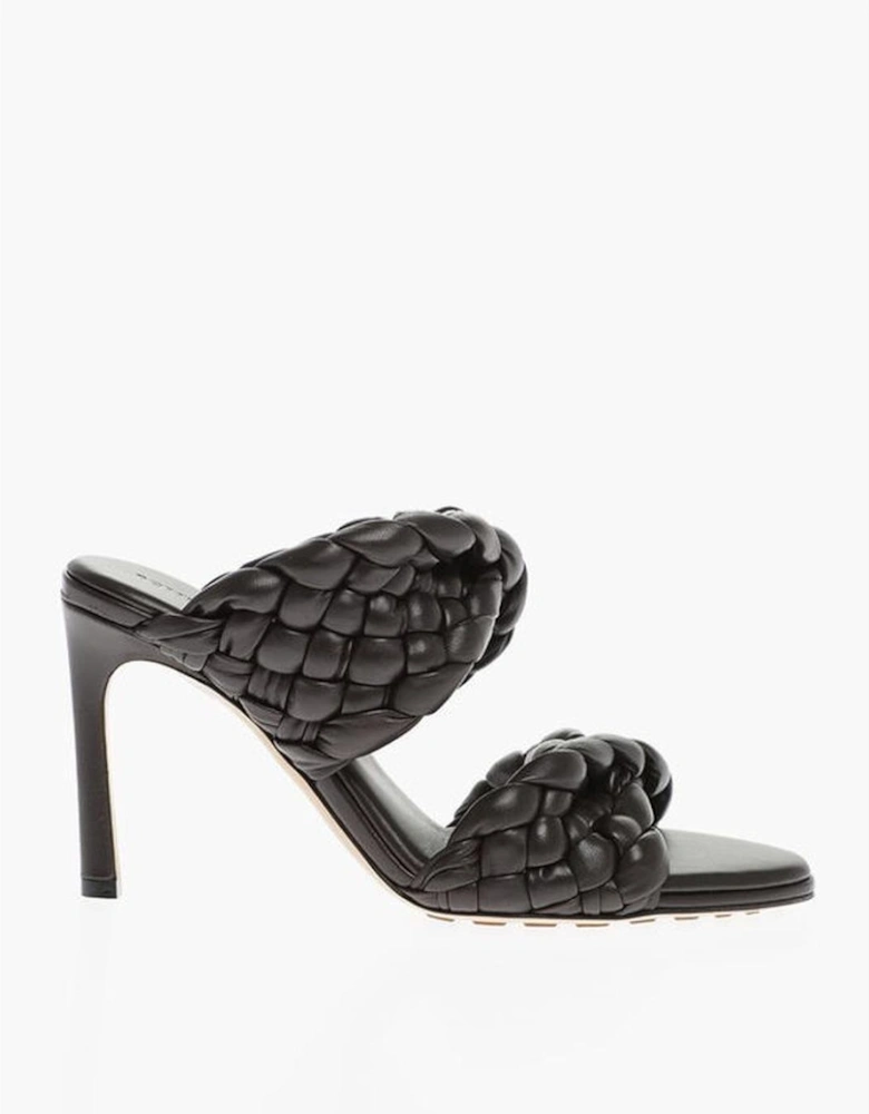 Leather Peep Toe Slip On Heel Women - Brown Sandals