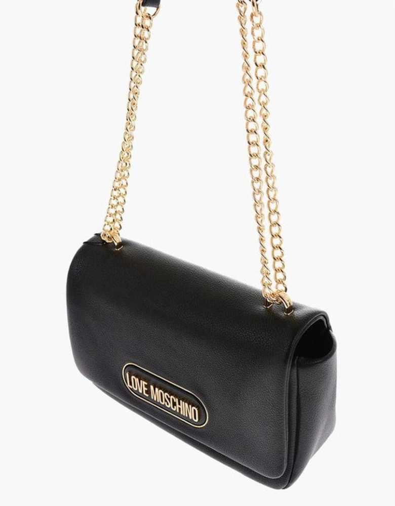 Logo Metal Eco-Leather Shoulder Bag Women - Black