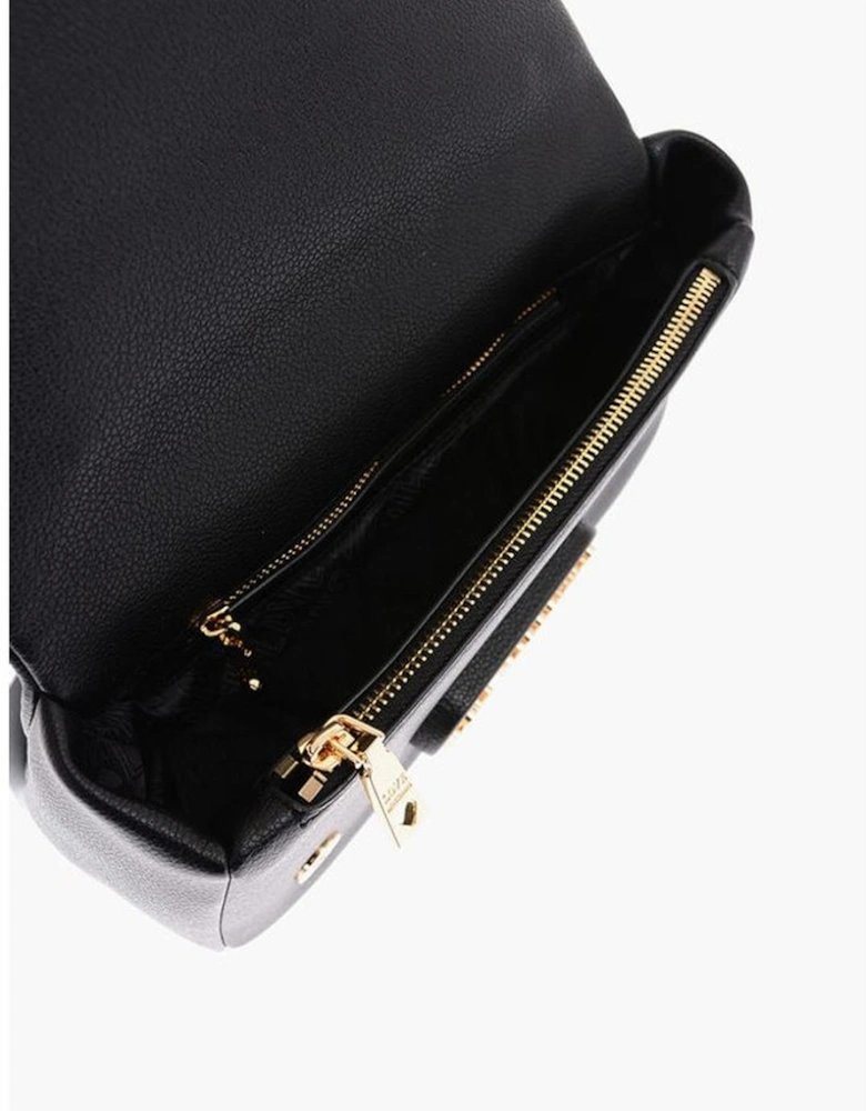 Logo Metal Eco-Leather Shoulder Bag Women - Black