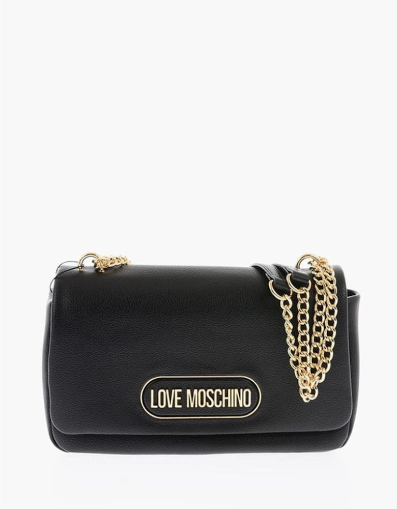 Logo Metal Eco-Leather Shoulder Bag Women - Black