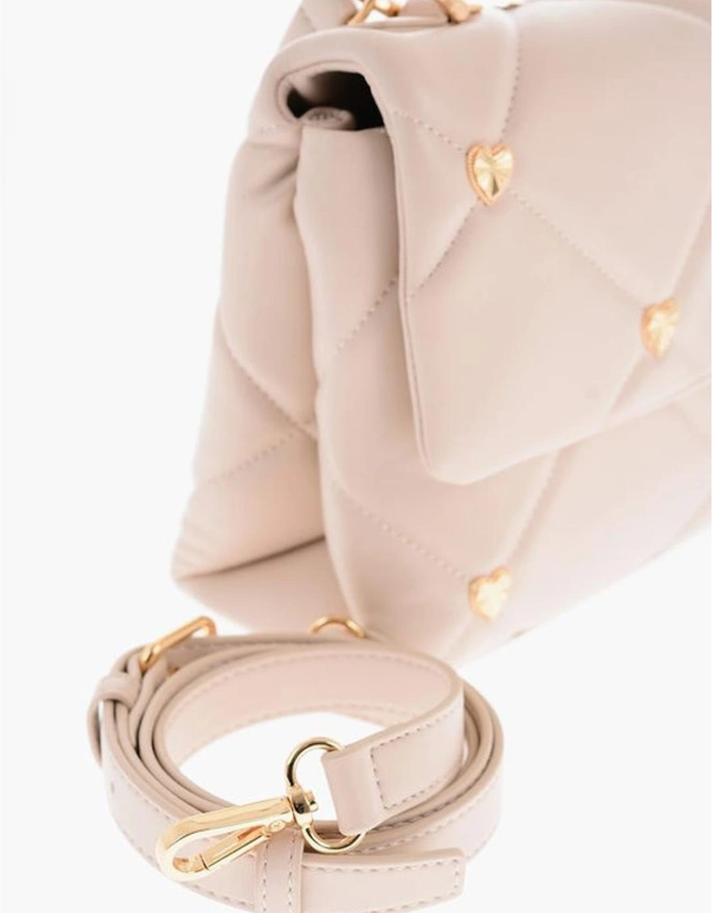 Zip Closure Metal Handbag with Adjustable Strap Women - Beige Tote