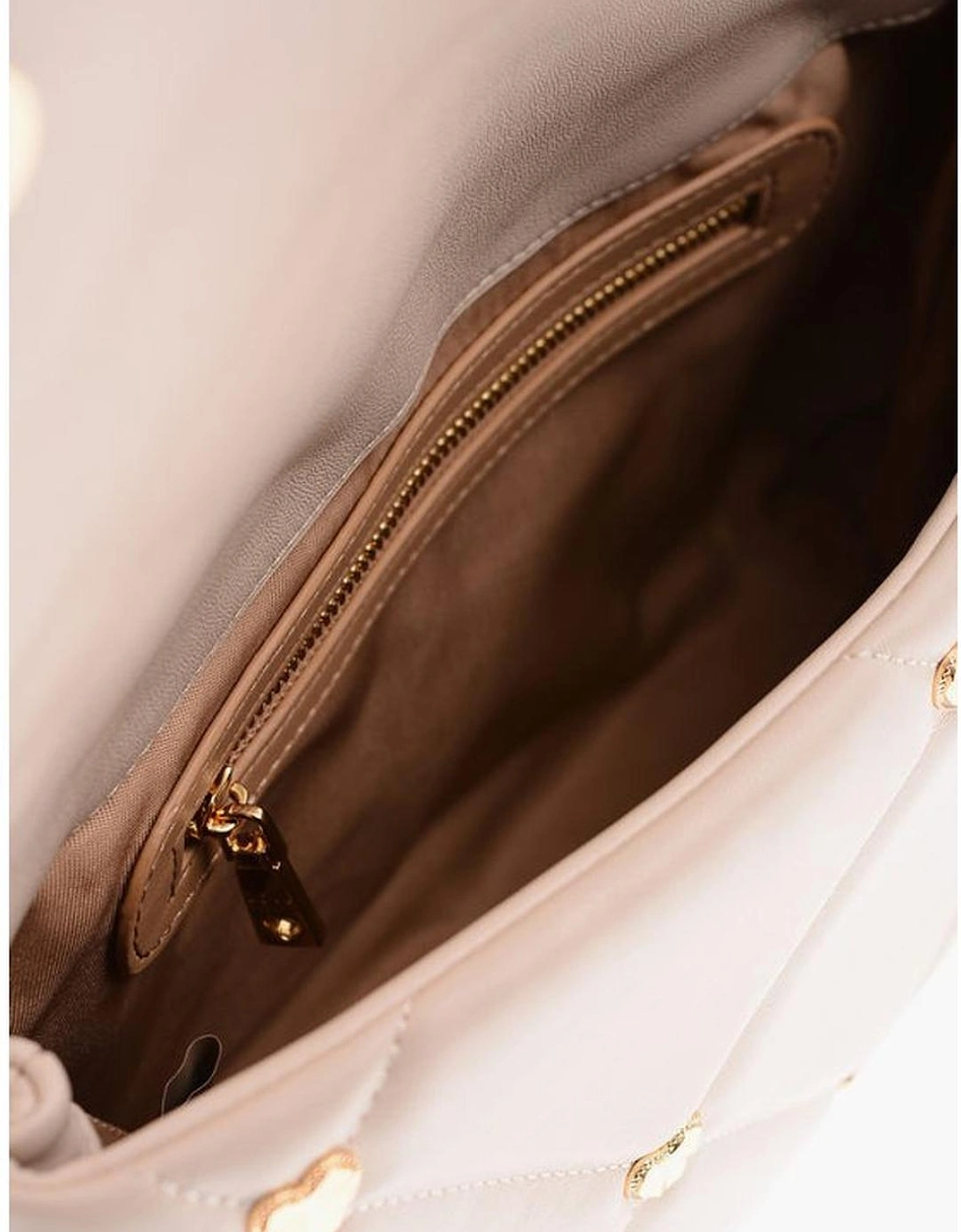 Zip Closure Metal Handbag with Adjustable Strap Women - Beige Tote