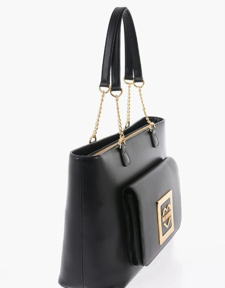 Solid Metal Logo Shoulder Bag Women - Black Tote Bags