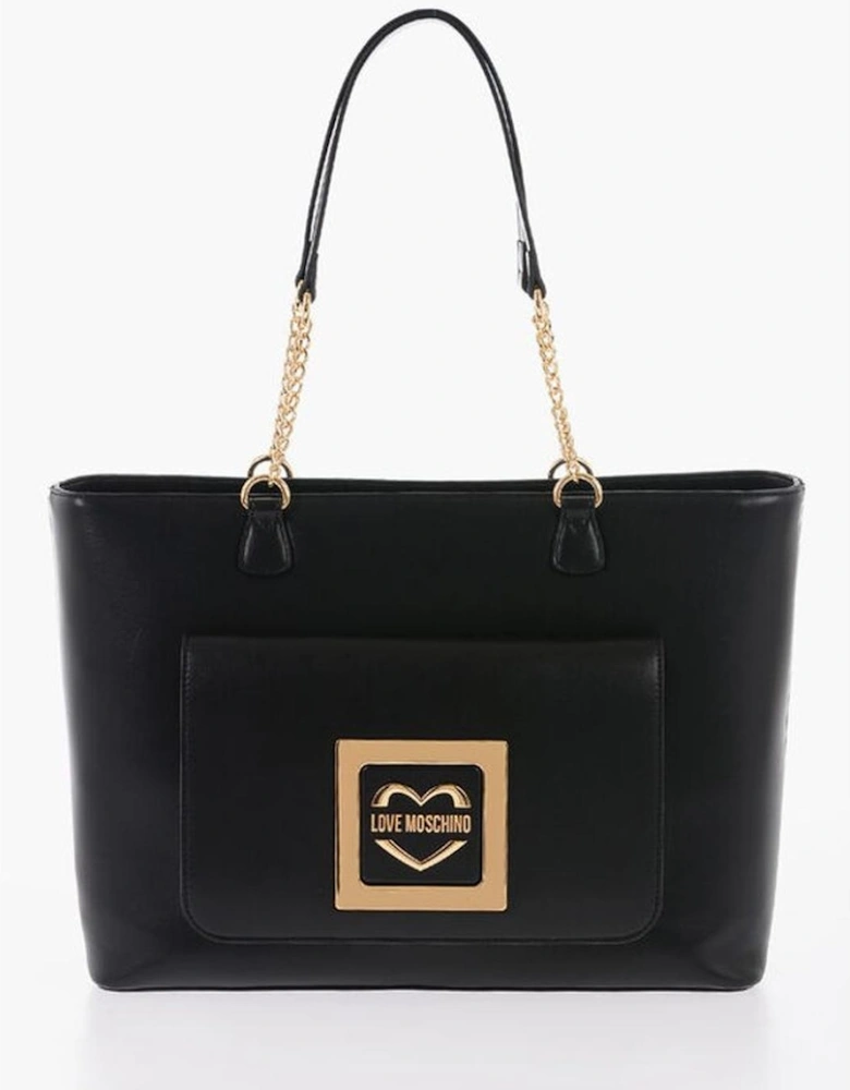 Solid Metal Logo Shoulder Bag Women - Black Tote Bags
