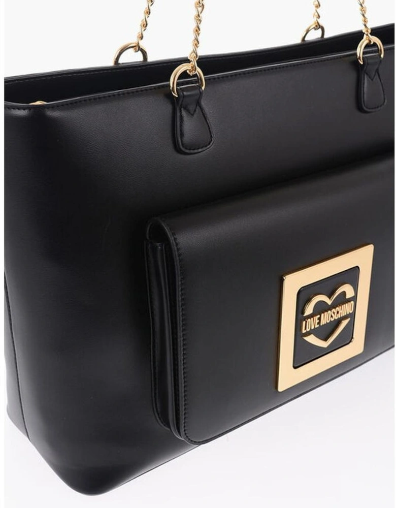 Solid Metal Logo Shoulder Bag Women - Black Tote Bags