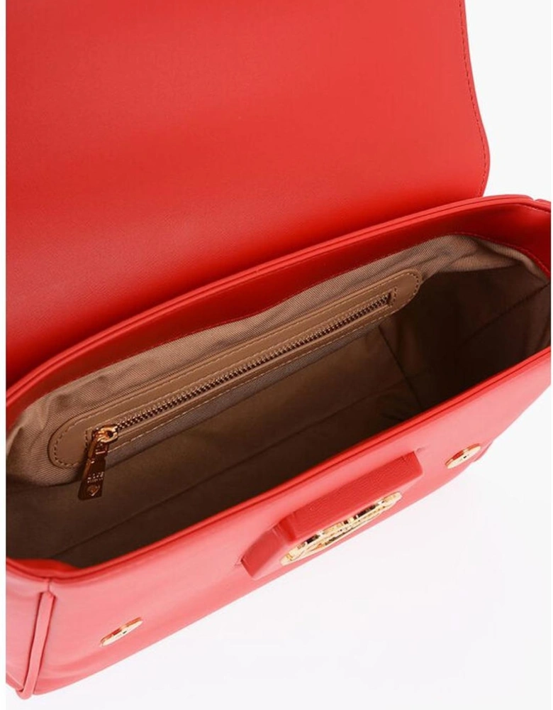 Eco-leather Shoulder and Handbag with Logo Detailing Women - Red Tote