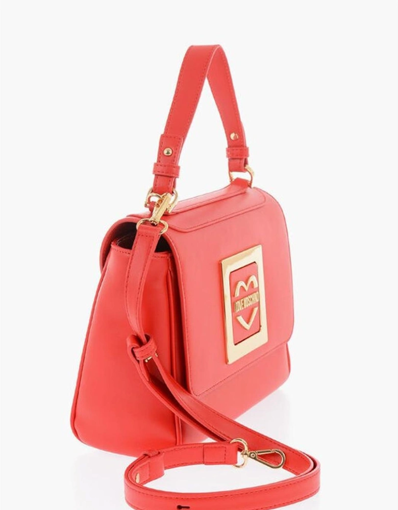 Eco-leather Shoulder and Handbag with Logo Detailing Women - Red Tote