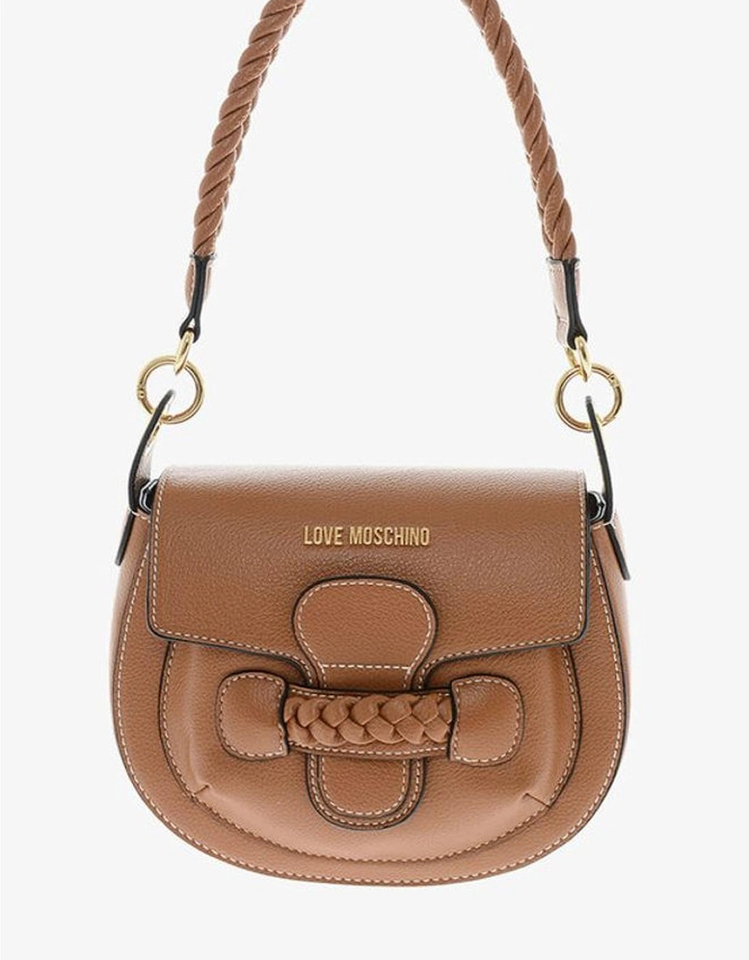 Metal Snap Button Closure Eco-Leather Shoulder Bag Women - Brown, 5 of 4