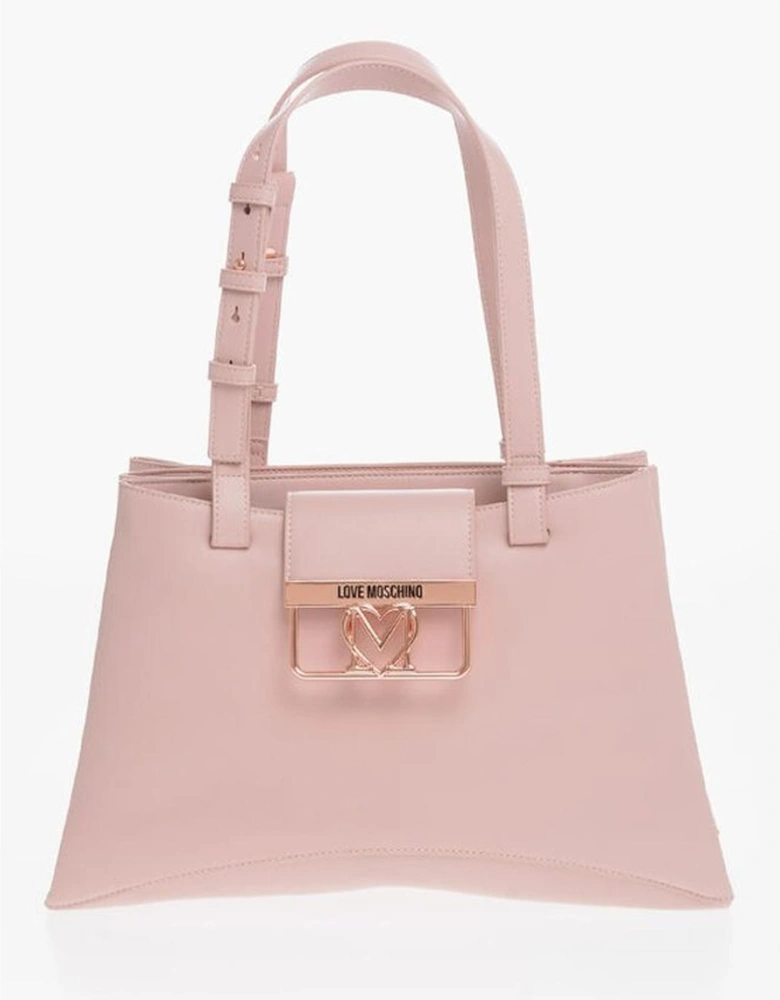 Metal Logo Shoulder Handbag with Double Handle Women - Multicolor Tote