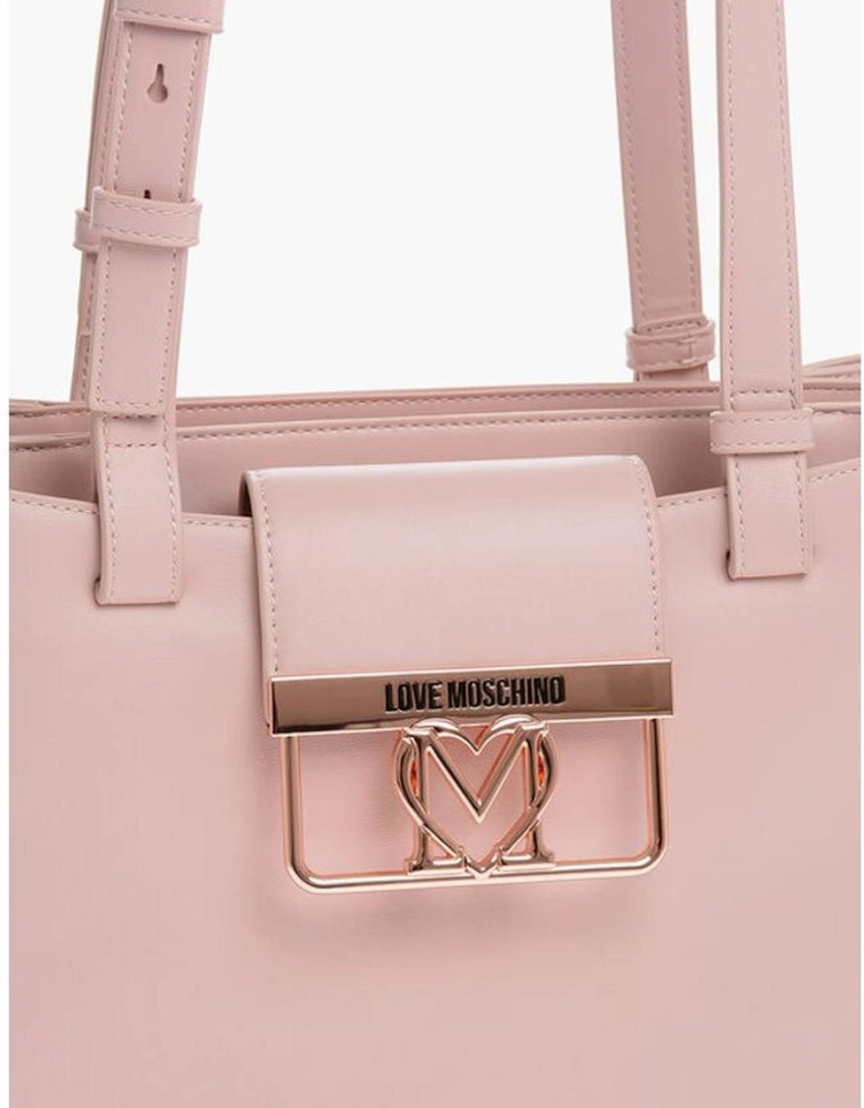 Metal Logo Shoulder Handbag with Double Handle Women - Multicolor Tote