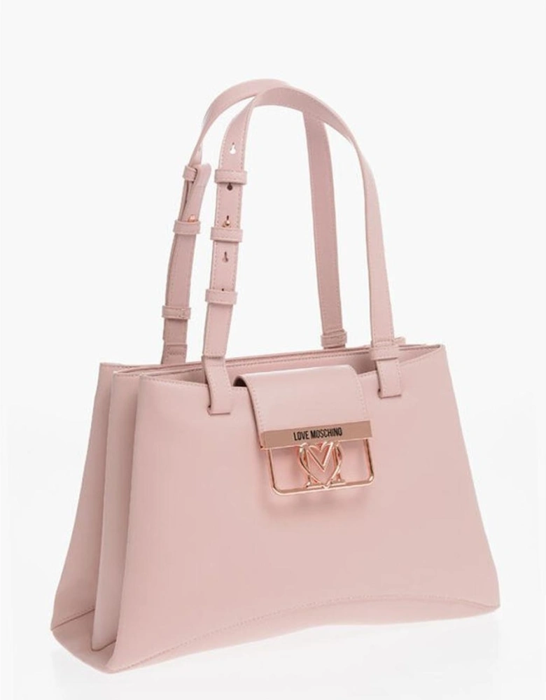 Metal Logo Shoulder Handbag with Double Handle Women - Multicolor Tote