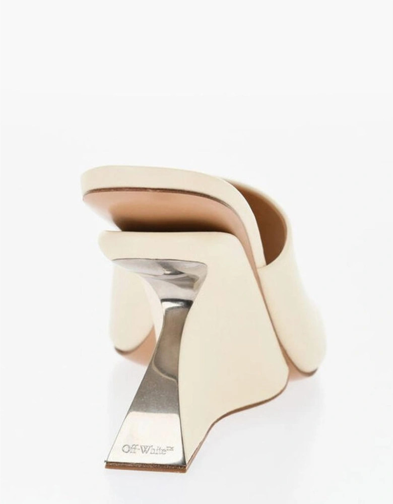 Leather Covered Heels Slip-On Shoes Women - Beige Sandals