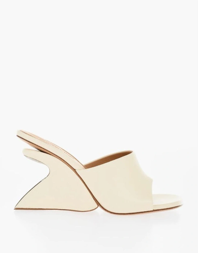 Leather Covered Heels Slip-On Shoes Women - Beige Sandals