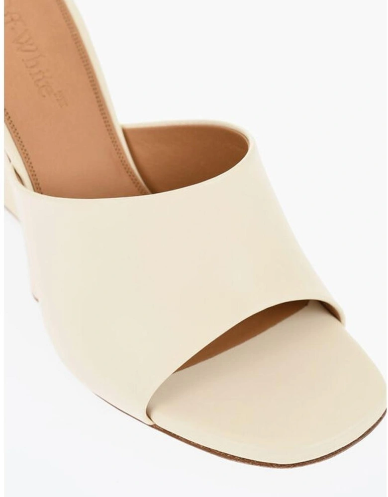 Leather Covered Heels Slip-On Shoes Women - Beige Sandals