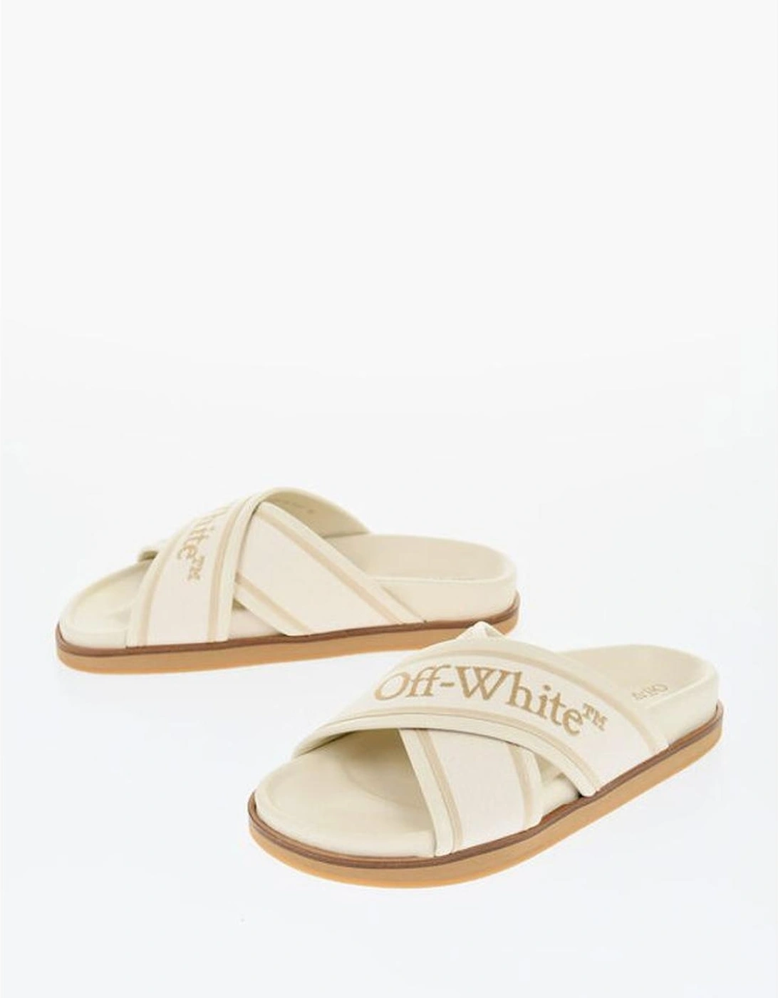 Leather Slip-On Shoes with Rubber Sole Women - Beige Sandals, 5 of 4