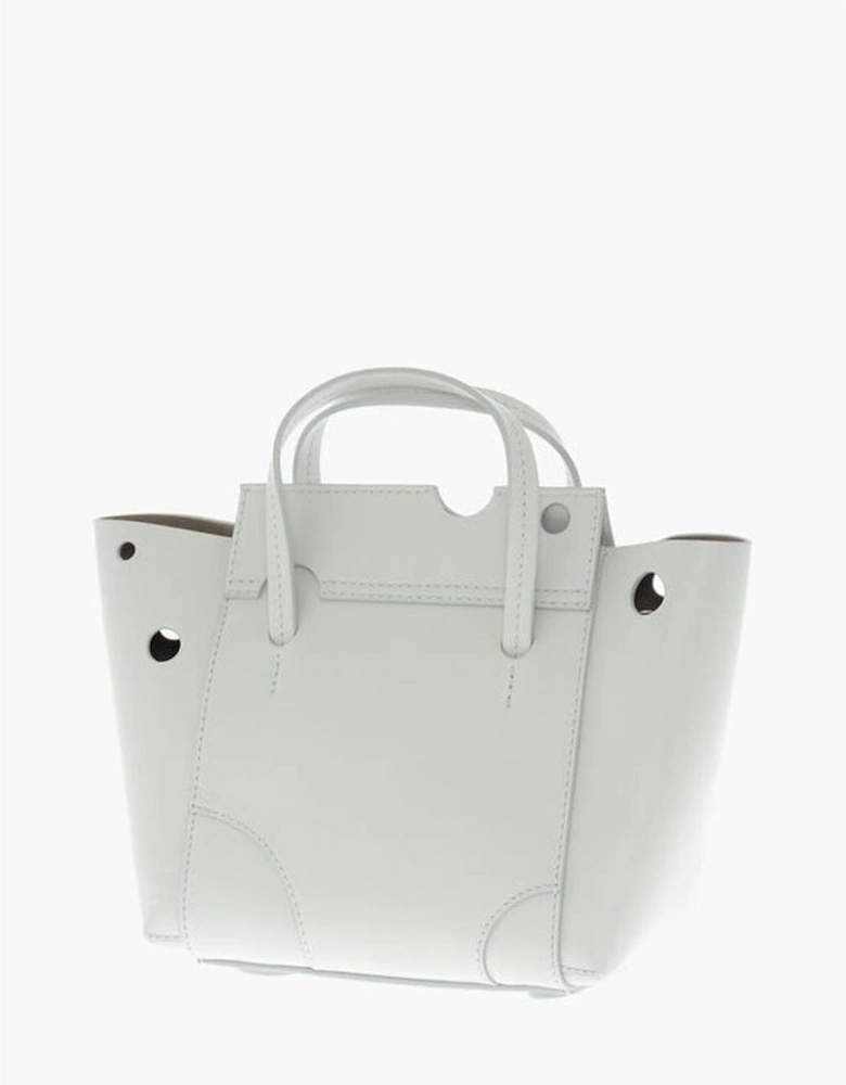 Leather Handbag with Adjustable Shoulder Strap Women - Light Blue Tote