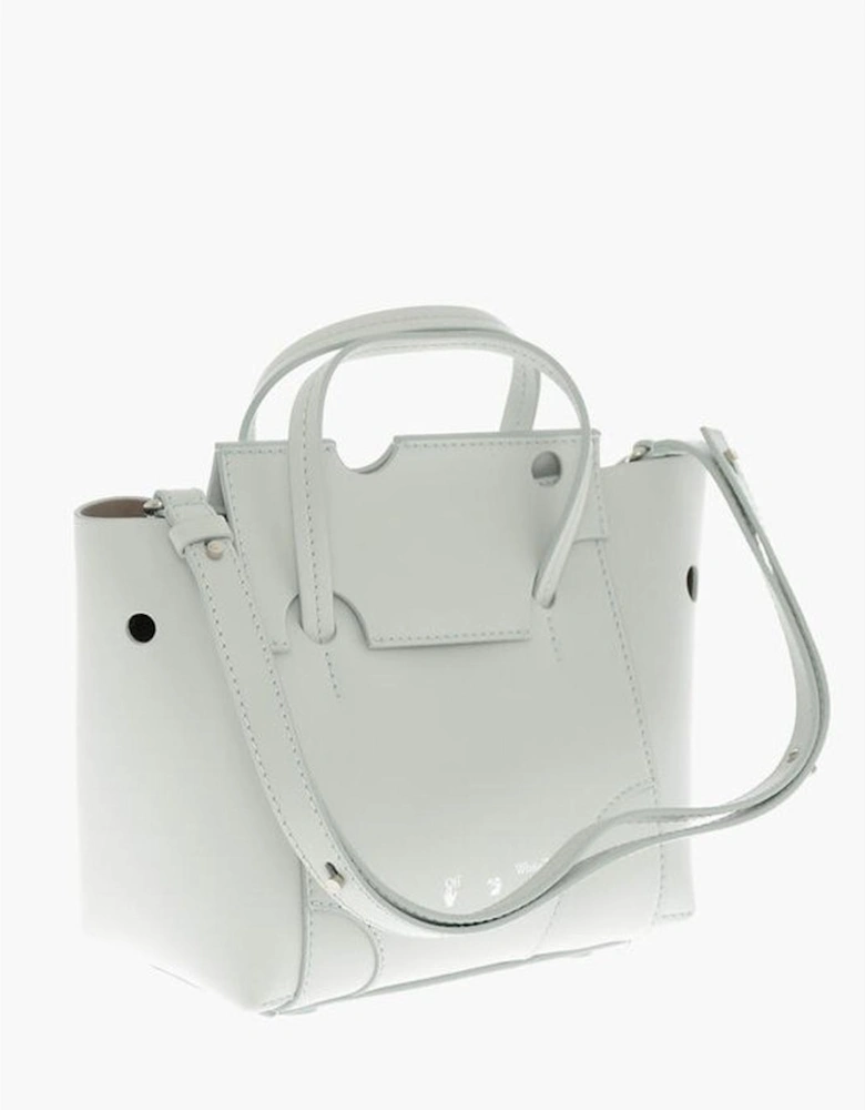 Leather Handbag with Adjustable Shoulder Strap Women - Light Blue Tote